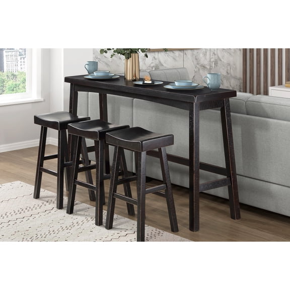 Pub Height Dining Table and Stools Set | Ideal for Home Gatherings | Wood Table and Stool Seats | Simple Setup