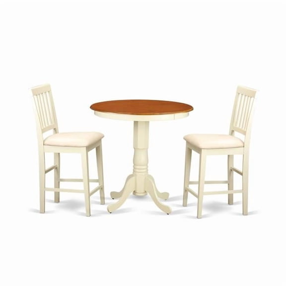 Pub High Top Table & 2 Dinette Chairs, White Finish