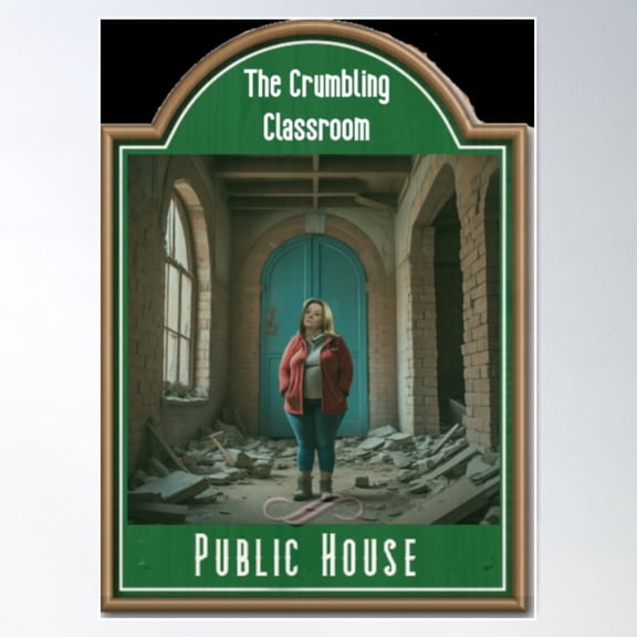 Pub Signs: The Crumbling Classroom Poster Wall Art, Modern Wall Decor For Living Room Bedroom, 8x12 UNFRAMED