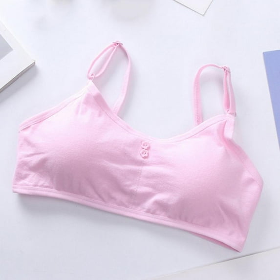 Puberty Girls Bra Adolescents Training Bra Teenage Sports Bra Thin Shoulder Strap Seamless Bra Underwear Solid Color Bra