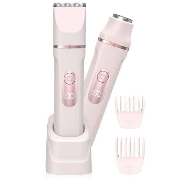 Hoey Bikini Trimmer for Women-Painless Electric Razor for Silk Skin,Cordless Wet/Dry Body Shaver for Trip,Replaceable Lady Facial Groomer,IPX7 Waterproof & Easy Cleaning,Ceramic Blade,USB Charge Dock