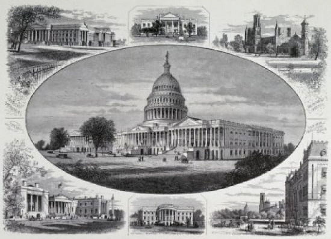 Public Buildings In Washington Artist Unknown Etching Canvas Art - (18 x 24)