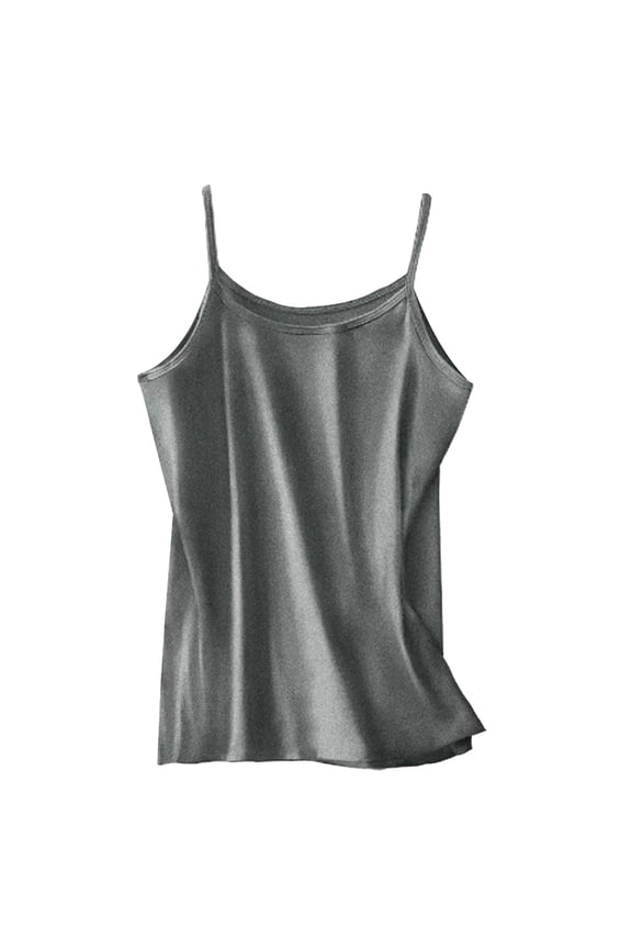 Public Camisole Tops for Women Trendy Spaghetti Strap Sleeveless Tank Tops Causal Crew Neck Caimi Shirts Undershirts Dark Gray XL