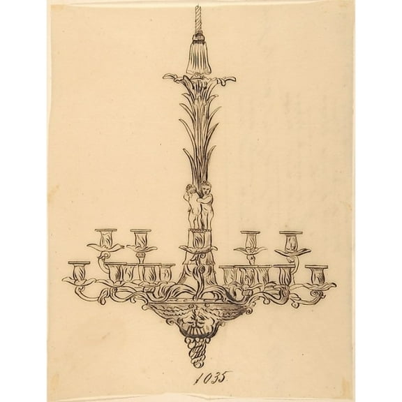 Public Domain Images MET360140 Designs for A Chandelier Poster Print by Anonymous French 19th Century, 18 x 24