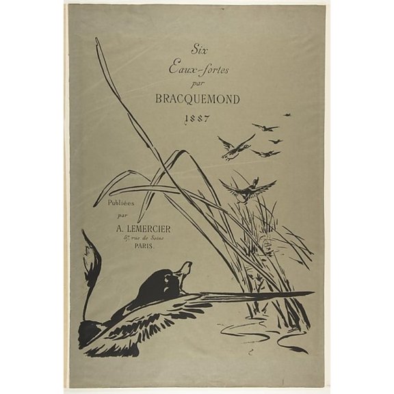 Public Domain Images MET384853 Title Page for Six Published Etchings Poster Print by F Lix Bracquemond, French Paris 1833 1914 Svres, 18 x 24