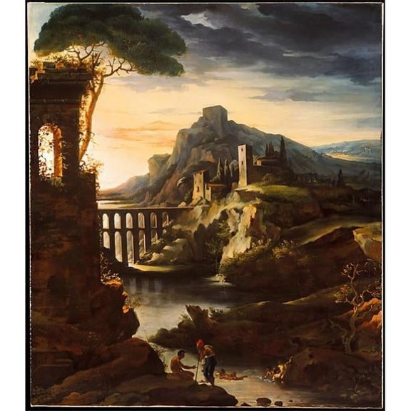 Public Domain Images MET436455 Evening - Landscape with An Aqueduct Poster Print by Th Odore Gericault, French Rouen 1791 1824 Paris, 18 x 24