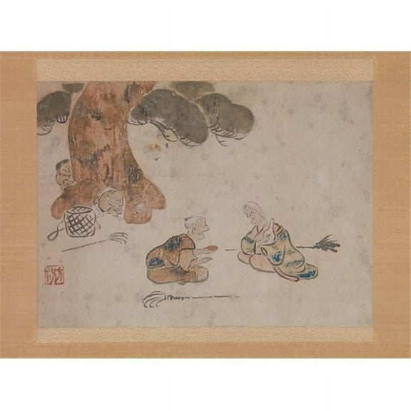 Public Domain Images MET48984 Old Man & Woman Poster Print by Attributed To Ogata Korin, Japanese 1658 1716, 18 x 24