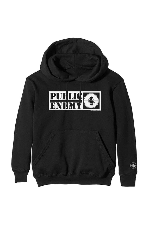 Public Enemy Unisex Pullover Hoodie Sweatshirt Crosshairs Logo (Sleeve Print) (Small)