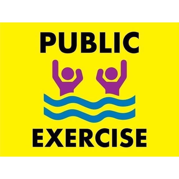 Public Exercise Retro Metal Tin Sign, Funny Outdoor Wall Decor for Shop Yard Man Cave Garage, Public Activity Zone Sign, 8x12 Inch