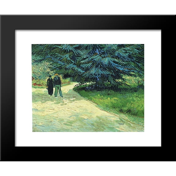 Public Garden with Couple and Blue Fir Tree (The Poet s Garden III) 20x24 Framed Art Print by Vincent van Gogh