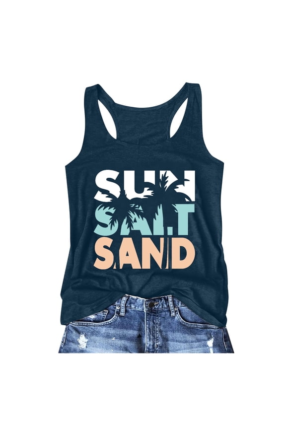 Public Racerback Tank Tops for Women Summer Sunflower Coconut Tree Print Tanks Beachy Party Vest Vacation Beach Sleeveless Workout Tank Tops Woman Z01-White, XXL