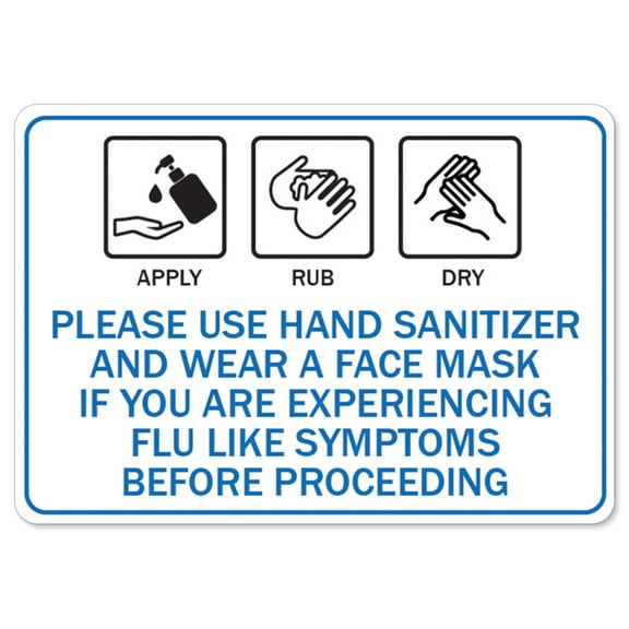 Public Safety Sign - Apply Rub Dry | Peel And Stick Wall Graphic | Protect Your Business, Municipality, Home & Colleagues |  Made in the USA