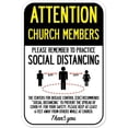 thumbnail image 1 of Public Safety Sign - Attention Church Members Practice Social Distancing, 1 of 1