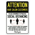 thumbnail image 1 of Public Safety Sign - Attention Hair Salon Customers Practice Social Distancing | Peel And Stick Wall Graphic | Protect Your Business, Municipality, Home & Colleagues | Made in the USA, 1 of 5