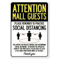 Public Safety Sign - Attention Mall Guests Practice Social Distancing | Peel And Stick Wall Graphic | Protect Your Business, Municipality, Home & Colleagues | Made in the USA
