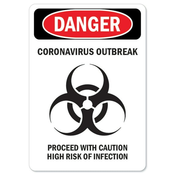 Public Safety Sign - Danger Corona Outbreak | Peel And Stick Wall Graphic | Protect Your Business, Municipality, Home & Colleagues | Made in the USA