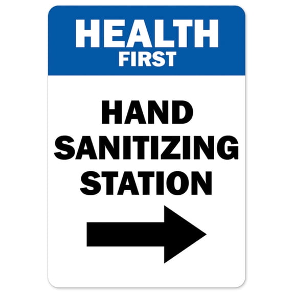 Public Safety Sign - Health First Hand Sanitizing Station | Vinyl Decal | Protect Your Business, Municipality, Home & Colleagues | Made in the USA