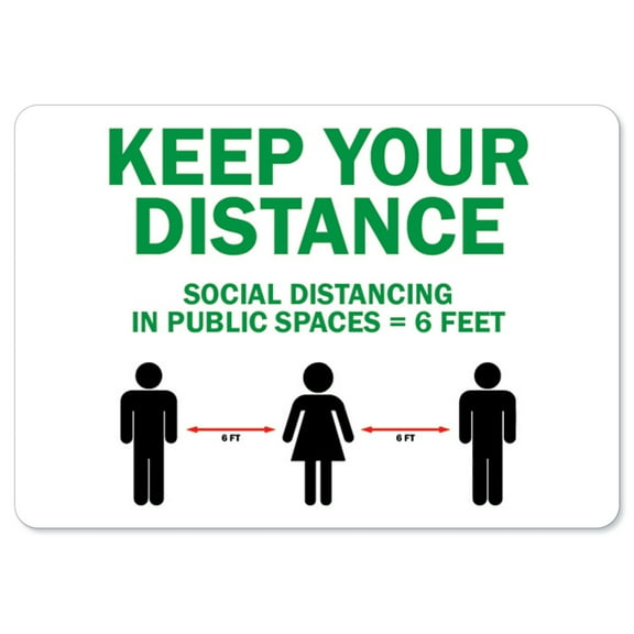 Public Safety Sign - Keep Your Distance Social Distance In Public Places | Vinyl Decal | Protect Your Business, Municipality, Home & Colleagues | Made in the USA