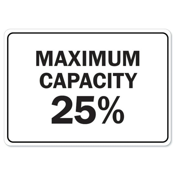 Public Safety Sign - Maximum Capacity 25% | Peel And Stick Wall Graphic | Protect Your Business, Municipality, Home & Colleagues | Made in the USA