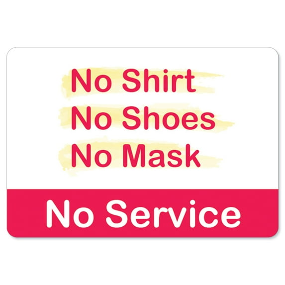 Public Safety Sign - No Shirt No Shoes No Mask No Service | Vinyl Decal | Protect Your Business, Municipality, Home & Colleagues | Made in the USA