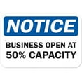 thumbnail image 1 of Public Safety Sign - Notice Business Open At 50 Percent Capacity, 1 of 1