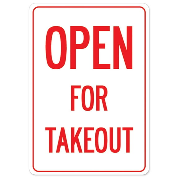 Public Safety Sign - Open For Takeout | Peel And Stick Wall Graphic | Protect Your Business, Municipality, Home & Colleagues | Made in the USA