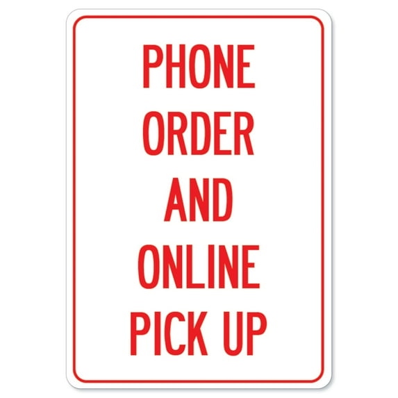 Public Safety Sign - Phone Order And Online Pick Up | Peel And Stick Wall Graphic | Protect Your Business, Municipality, Home & Colleagues | Made in the USA
