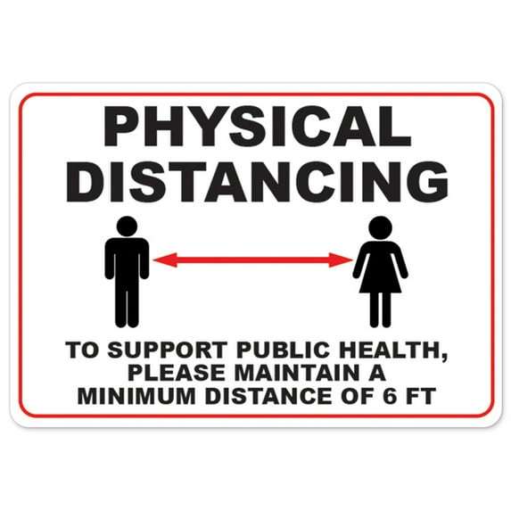 Public Safety Sign - Physical Distancing To Support Public Health 6 Feet | Peel And Stick Wall Graphic | Protect Your Business, Municipality, Home & Colleagues | Made in the USA