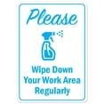 thumbnail image 1 of Public Safety Sign - Please Wipe Down Your Work Area Regularly | Peel And Stick Wall Graphic | Protect Your Business, Municipality, Home & Colleagues | Made in the USA, 1 of 5