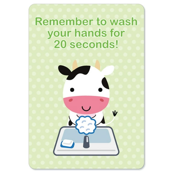 Public Safety Sign - Remember To Wash Your Hands For 20 Seconds | Peel And Stick Wall Graphic | Protect your Business, Class Room, Office & Interior Surroundings | Made in the USA