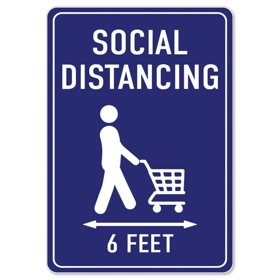 Public Safety Sign - Social Distancing 6 Feet | Peel And Stick Wall Graphic | Protect Your Business, Municipality, Home & Colleagues | Made in the USA