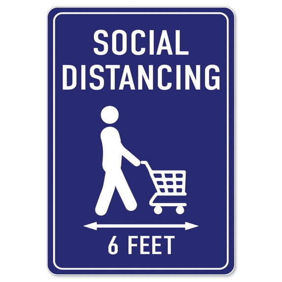 Public Safety Sign - Social Distancing 6 Feet | Vinyl Decal | Protect Your Business, Municipality, Home & Colleagues | Made in the USA