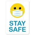 thumbnail image 1 of Public Safety Sign - Stay Safe Smiley Face With Mask | Peel And Stick Wall Graphic | Protect your Business, Class Room, Office & Interior Surroundings | Made in the USA, 1 of 5