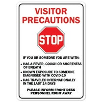 Public Safety Sign - Stop Visitor Precautions | Vinyl Decal | Protect Your Business, Municipality, Home & Colleagues | Made in the USA