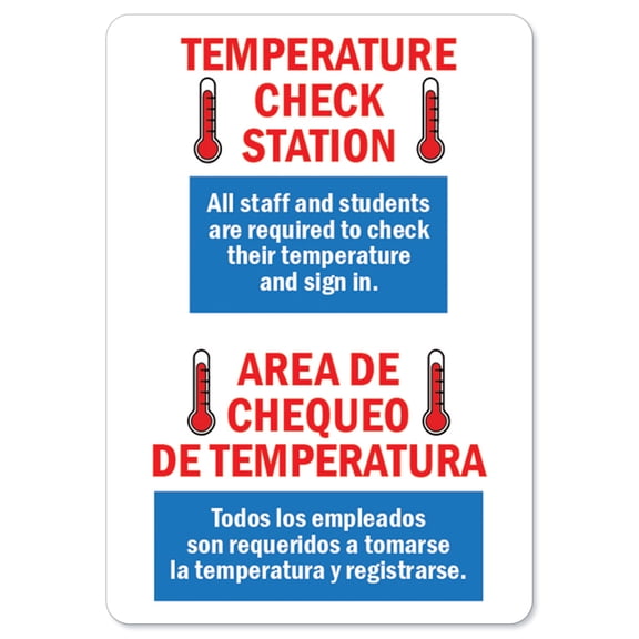 Public Safety Sign - Temperature Check Station Spanish | Vinyl Decal | Protect Your Business, Municipality, Home & Colleagues | Made in the USA