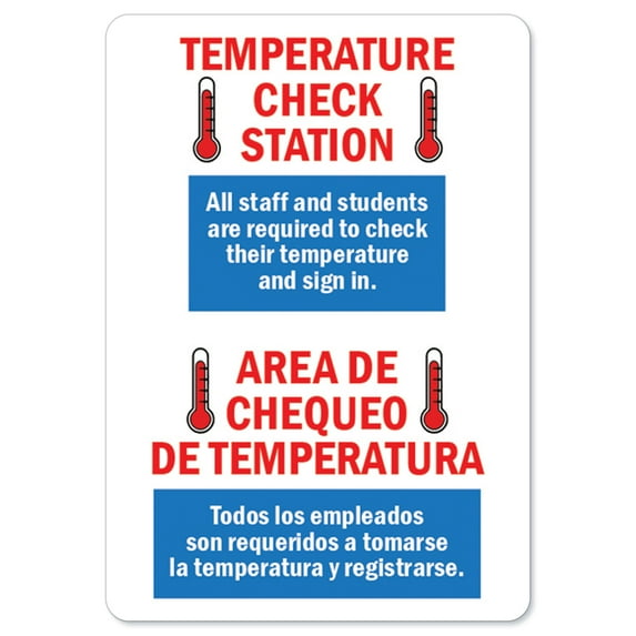 Public Safety Sign - Temperature Check Station Spanish | Vinyl Decal | Protect Your Business, Municipality, Home & Colleagues | Made in the USA