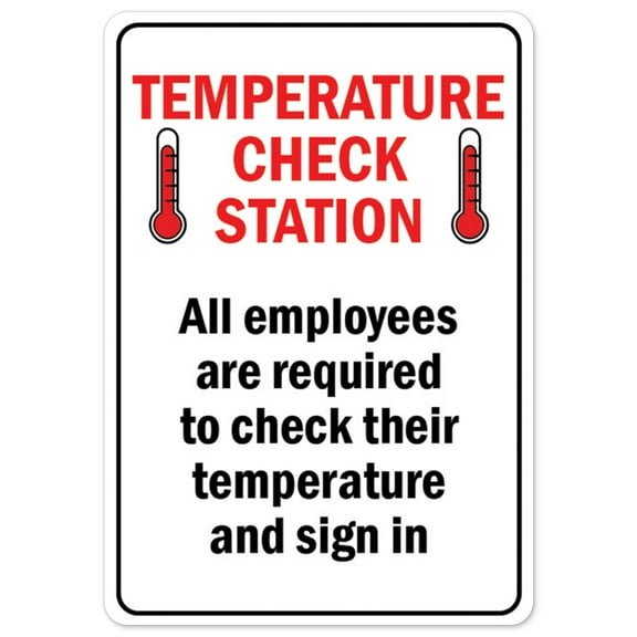Public Safety Sign - Temperature Check Station | Vinyl Decal | Protect Your Business, Municipality, Home & Colleagues | Made in the USA