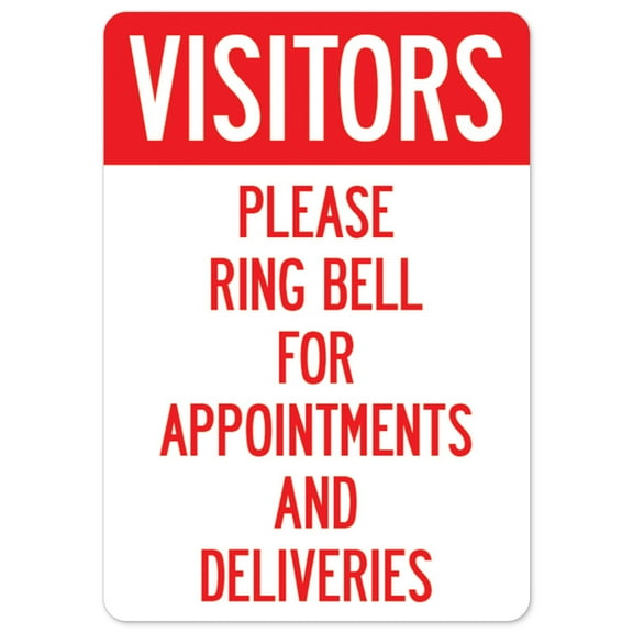 Public Safety Sign - Visitors Please Ring Bell For Appointments And Deliveries | Peel And Stick Wall Graphic | Protect Your Business, Municipality, Home & Colleagues | Made in the USA