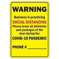 Public Safety Sign - Warning Business Is Practicing Social Distancing | Vinyl Decal | Protect Your Business, Municipality, Home & Colleagues | Made in the USA