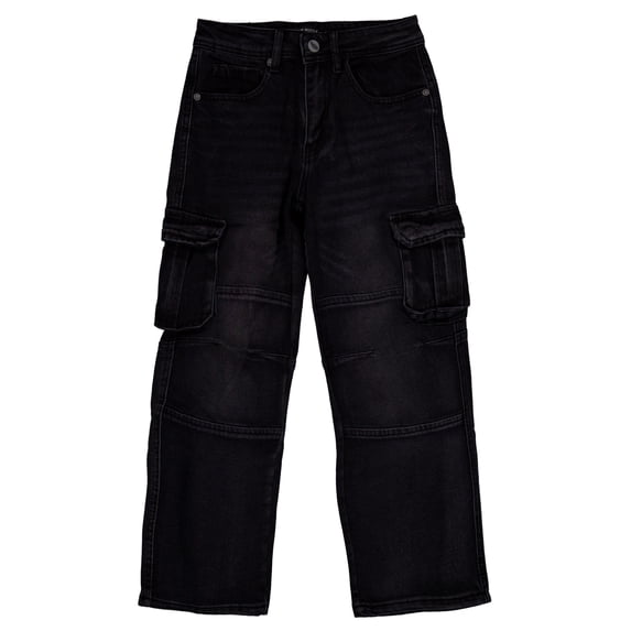 Public Supply Boys' Baggy Cargo Denim Jeans Color: black wash Size: 8