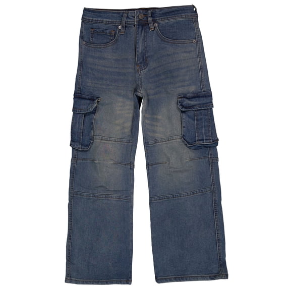 Public Supply Boys' Baggy Cargo Denim Jeans Color: vintage wash Size: 8