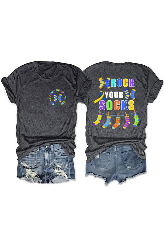 Public Womens Plus Size Short Sleeve Graphic Tees Causal Rock Your Socks Letter Printed T-Shirts Summer Crew Neck Loose Fit Tops Shirts Dark Gray XXL