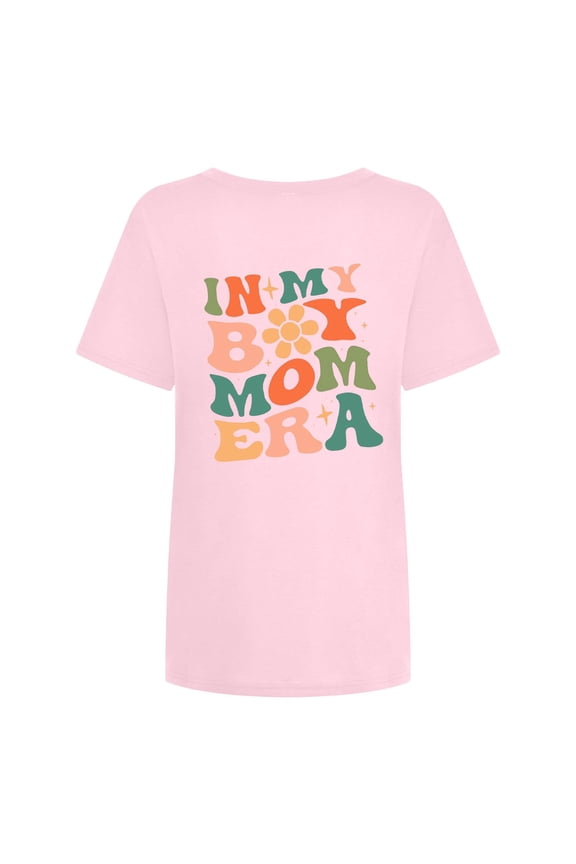 Public Womens Plus Size Short Sleeve Graphic Tees Causal in My Boy Mom Era Letter Printed T-Shirts Summer Crew Neck Loose Fit Tops Shirts Pink L