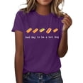 thumbnail image 1 of Public Womens Short Sleeve Graphic Tees Causal Bad Day to Be a Hot Dog Letter Printed Sleeve T-Shirts Summer Crew Neck Loose Fit Tops Shirts Purple M, 1 of 5