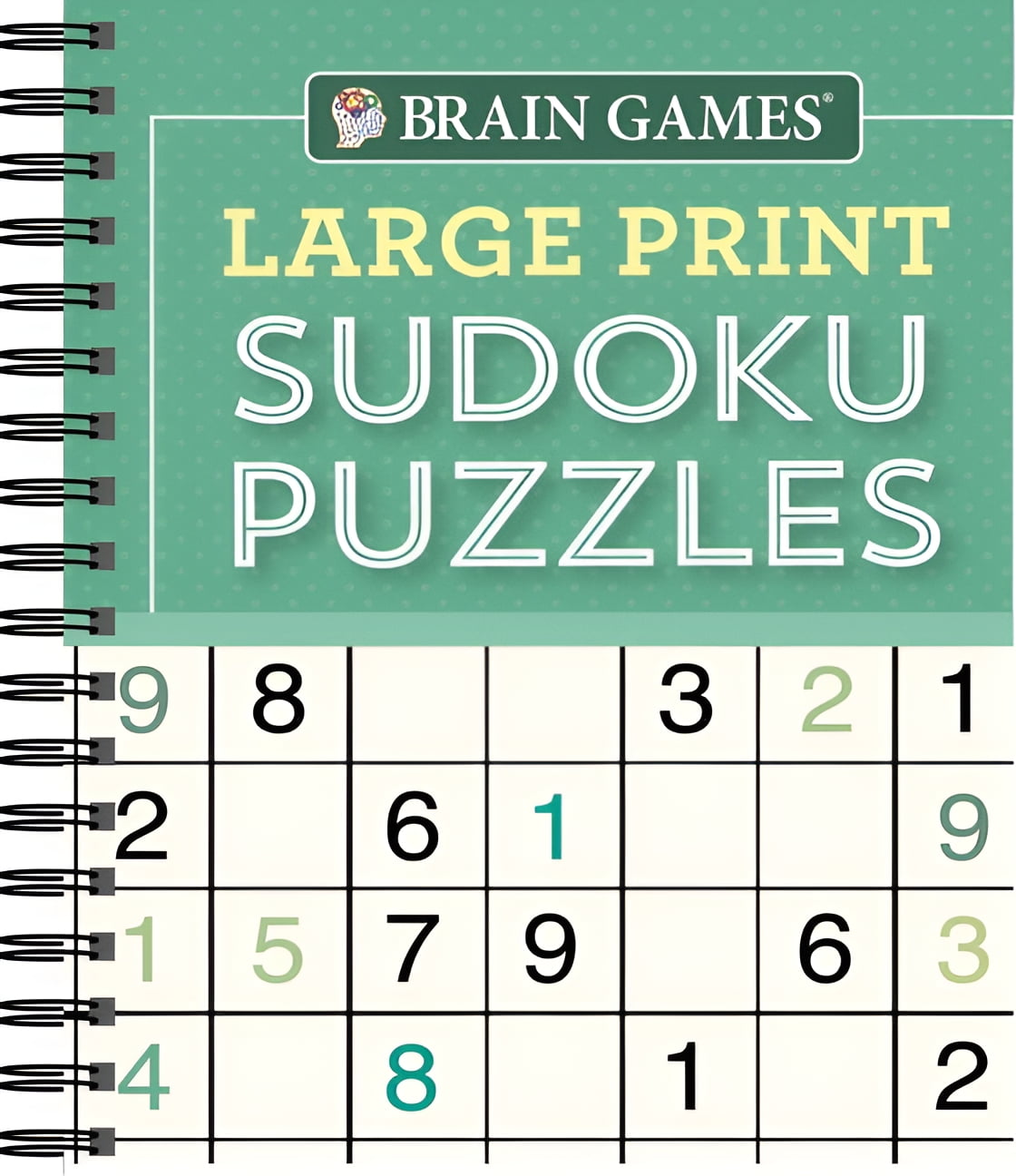 Publications International Brain Games Large Print Sudoku Puzzles, Green (Spiral-Bound)