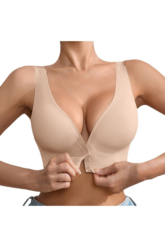 Pubyfun Front Closure Seamless Comfort Bra No Underwire Full Coverage Side Support Smooth Lift Everyday Wear