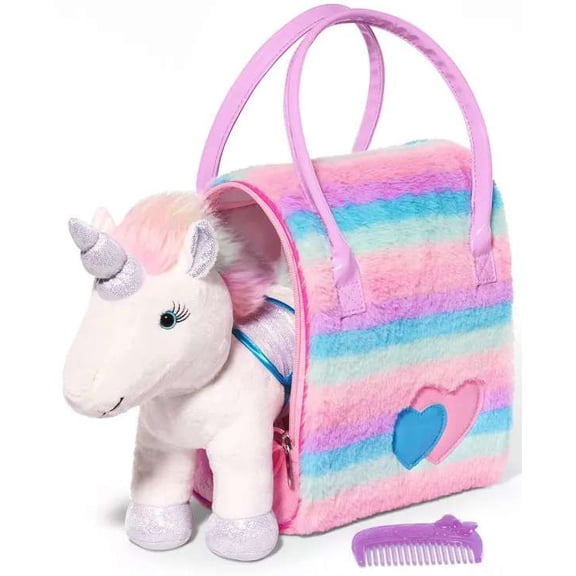 Pucci Pups Rainbow Glam Bag & Sparkly Unicorn Plush Set