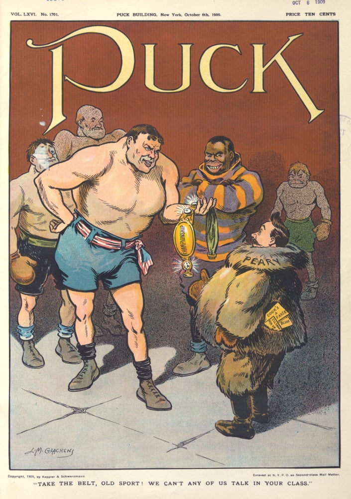 Puck 1909 Boxing belt Canvas Art - Louis M Glackens (24 x 36)