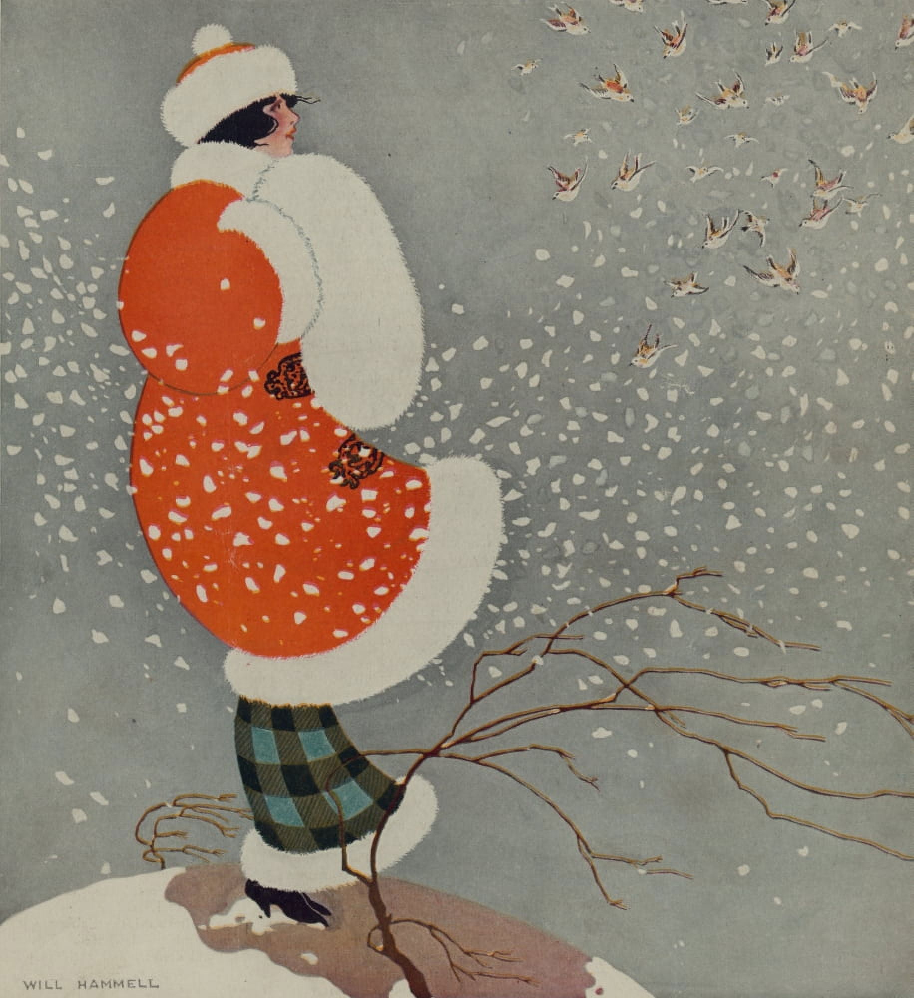 Puck 1914 Snow Buntings Canvas Art - Will Hammell (24 x 36)