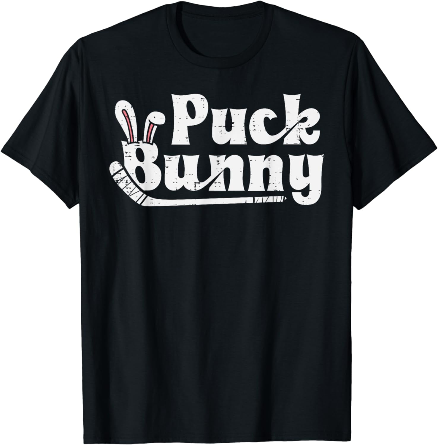 Puck Bunny Ice Hockey Stick Cute Player Men Women Girls TShirt